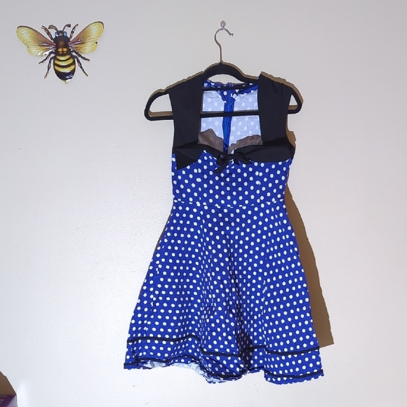 None Dresses & Skirts - Blue Polka Dot Dress